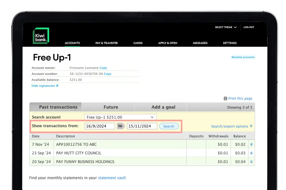 Show transactions