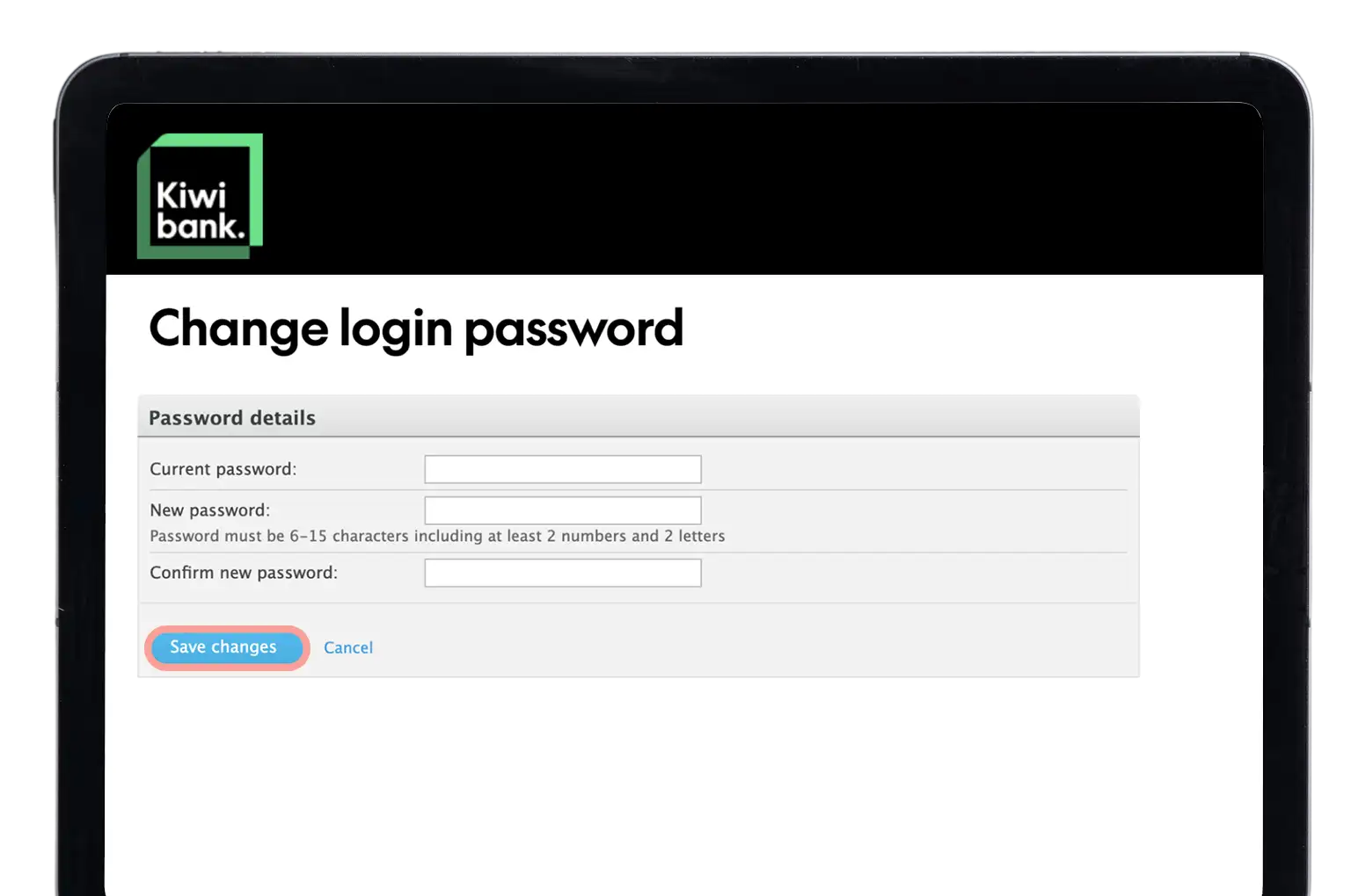 Change password IB