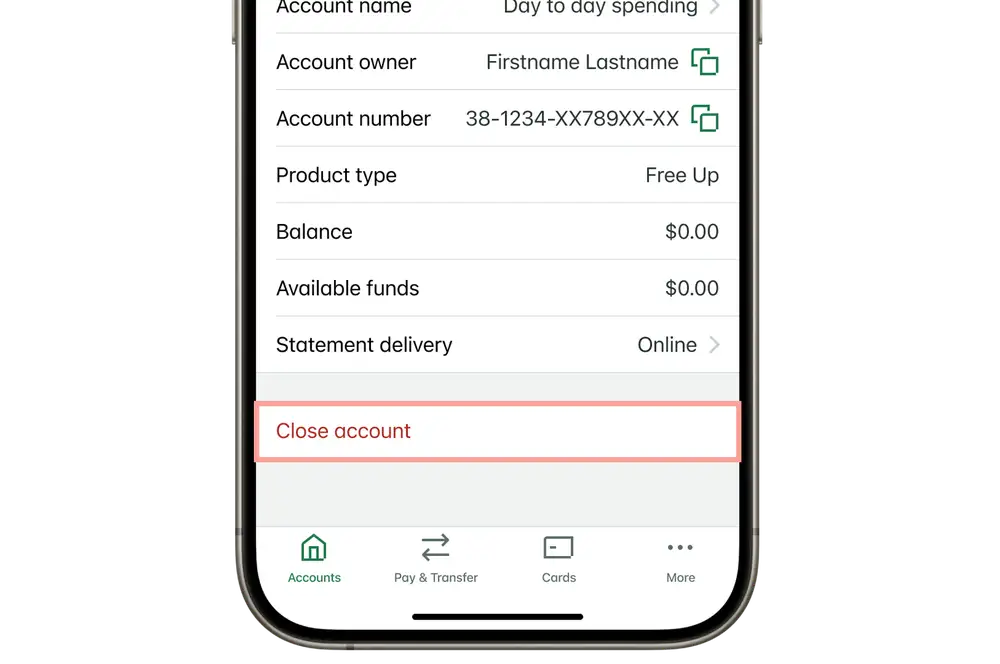 Close account