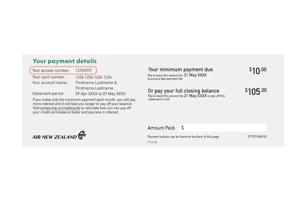 Access number on bank statement