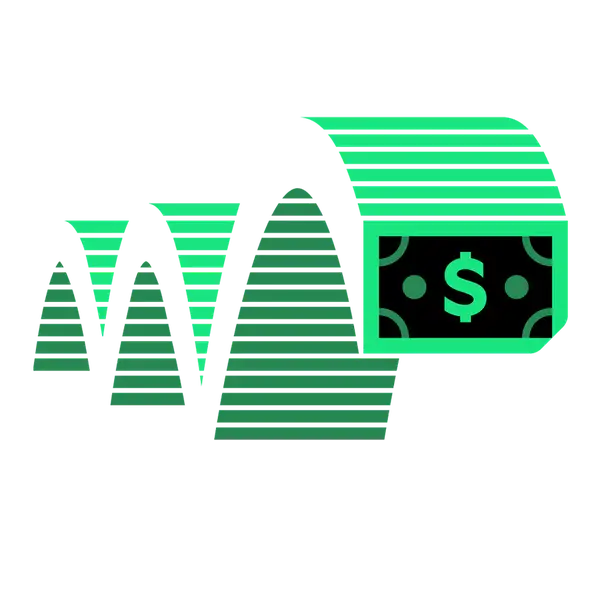 Stylised bouncing money icon green