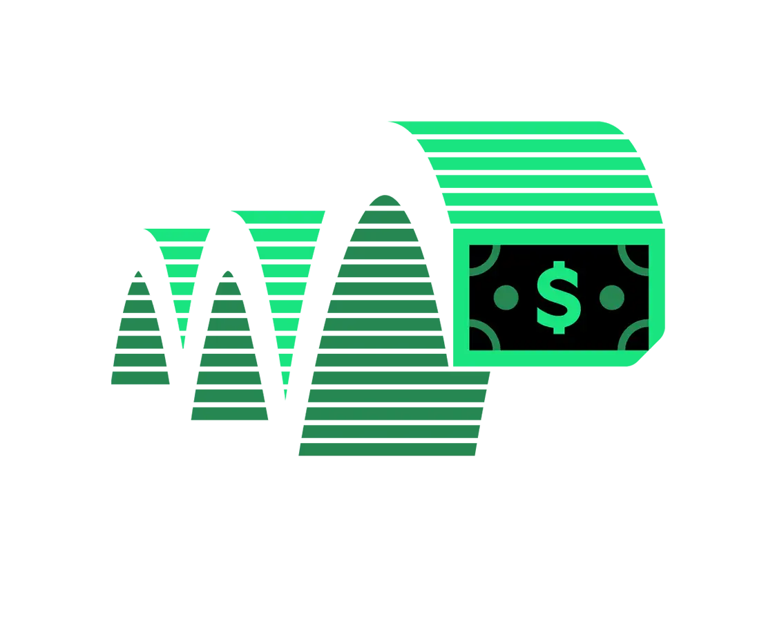 Stylised bouncing money icon green