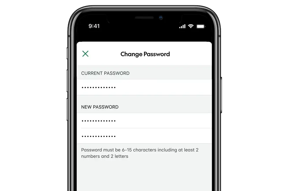 Change password within app