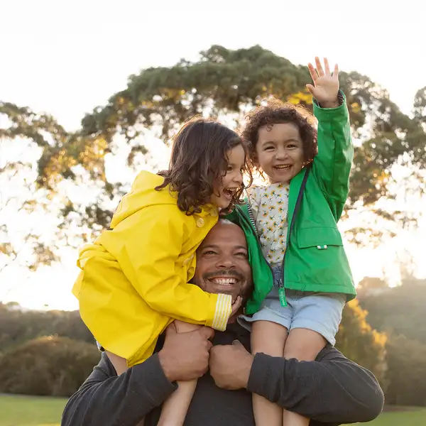 Dad with two kids