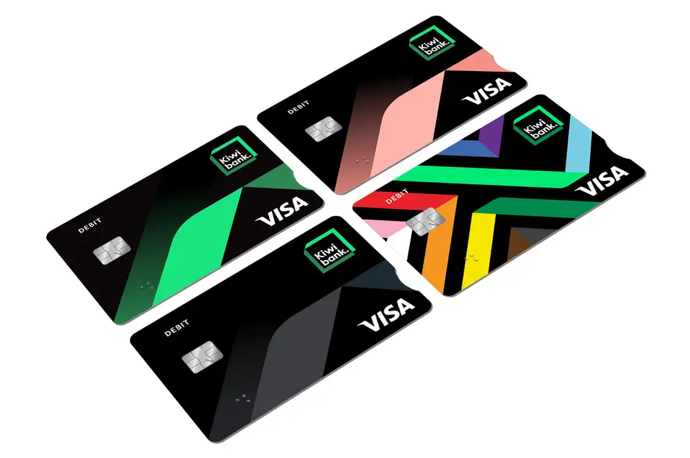 Debit cards angled white with shadows