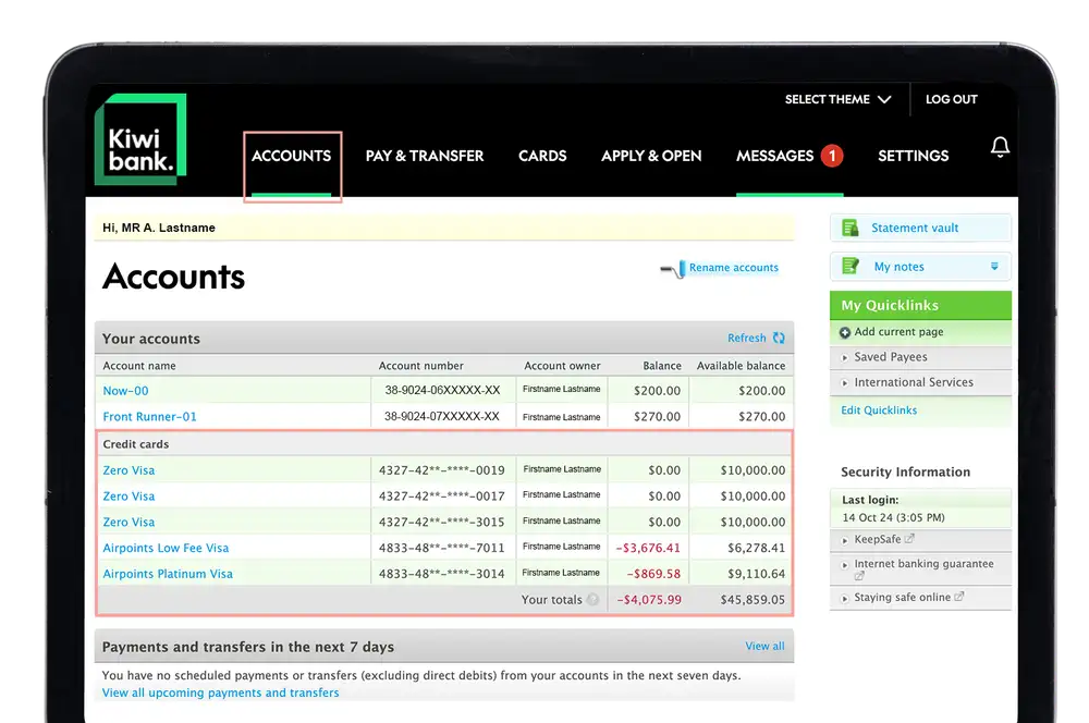 Decrease CC limit in internet banking