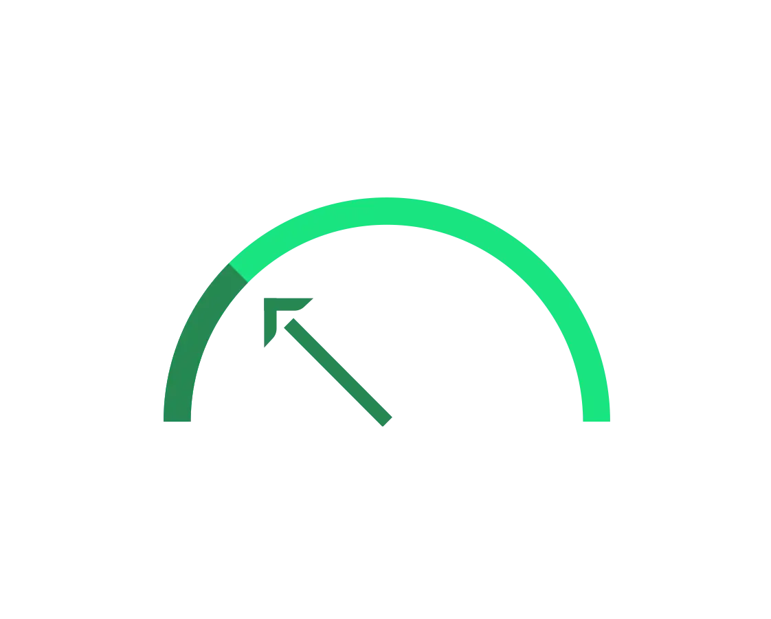 Dial meter showing low level icon green