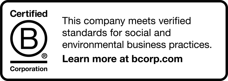 B Corp logo. This company meets the highest standards of social and environmental impact.