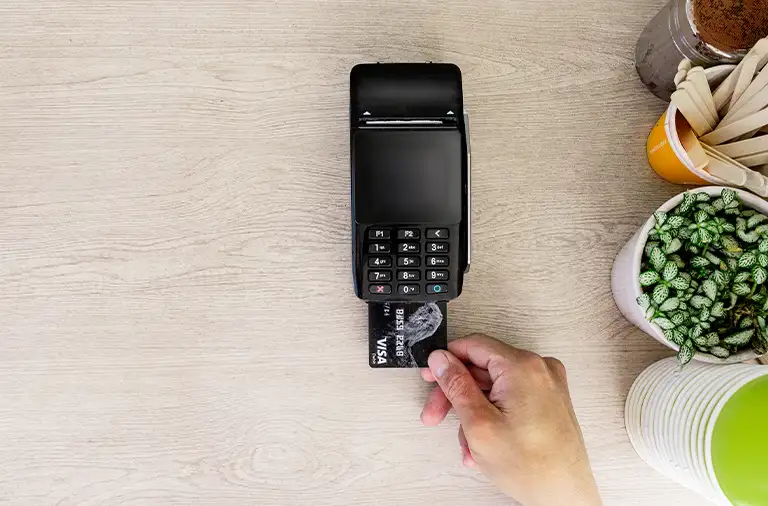 Eftpos terminal paying card