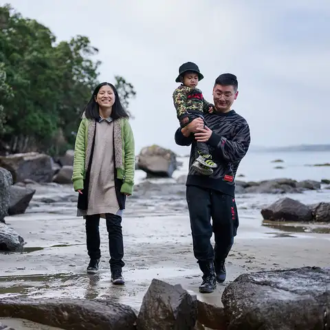 Family on beach