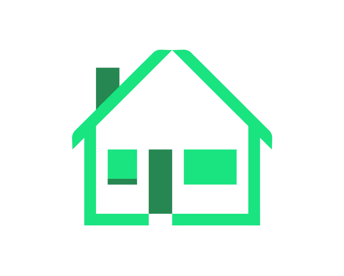 House with chimney icon green