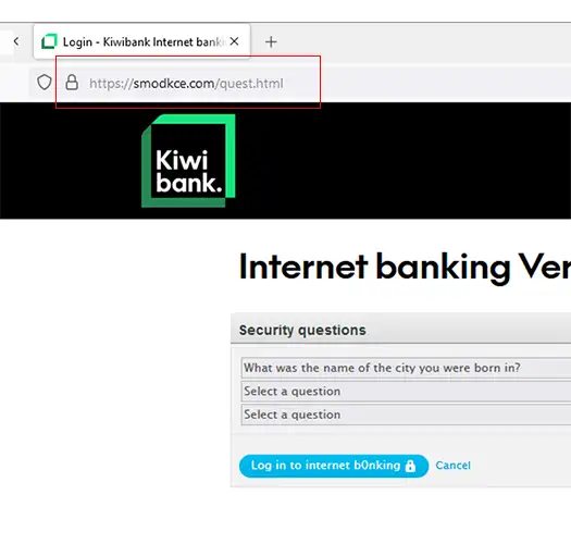 Internet banking scams url