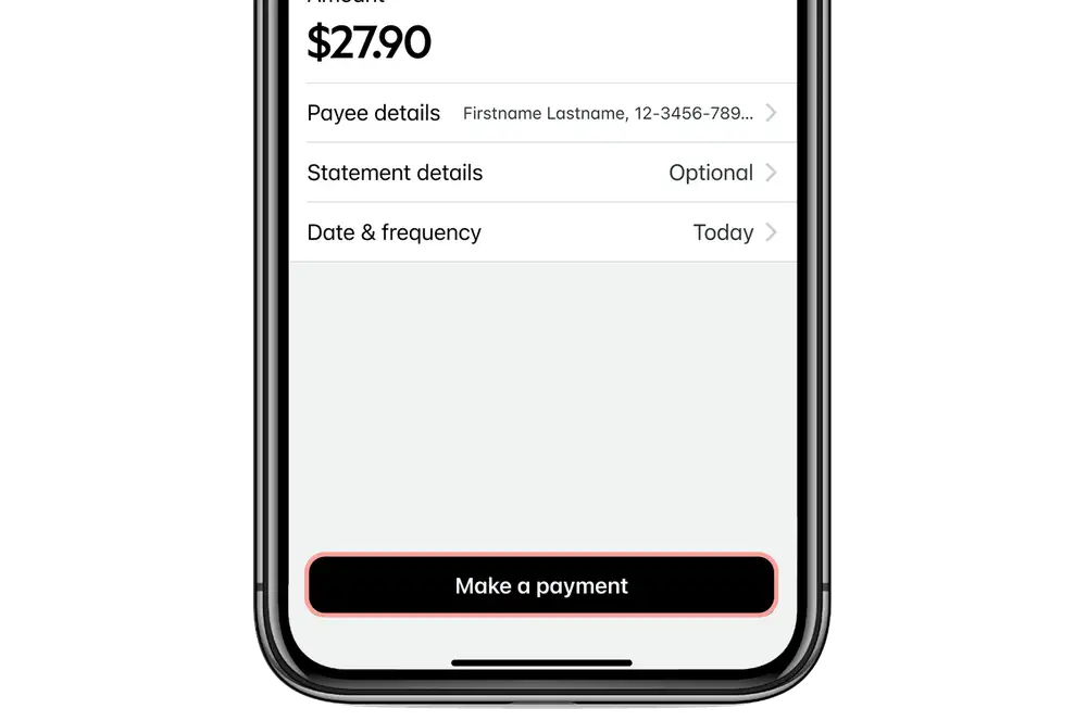 KB App make a payment button V2