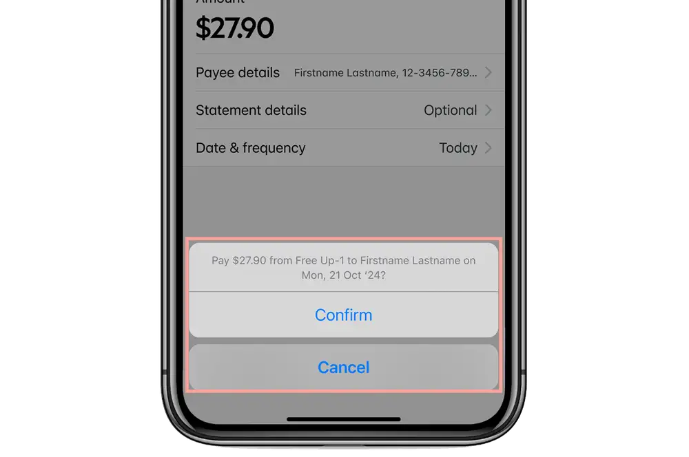 KB App make a payment confirm V2