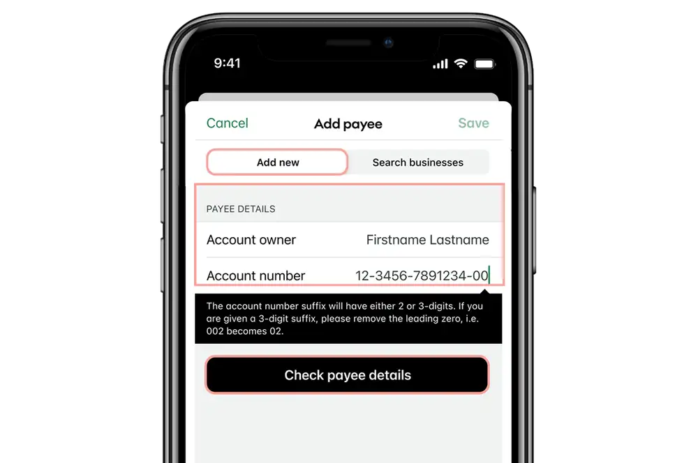 KB App new payee details V2