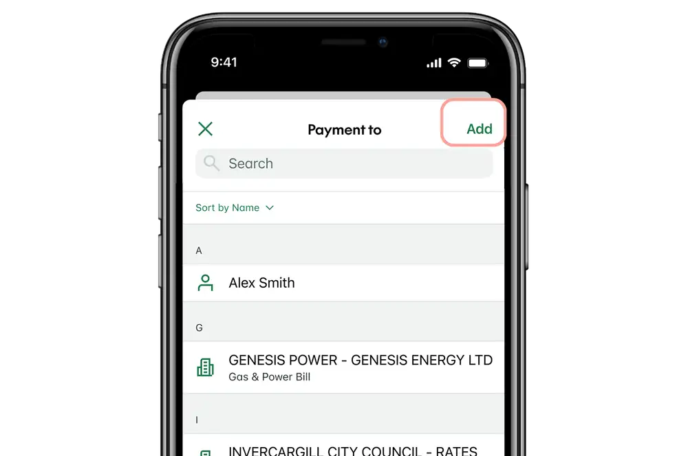 KB App saved payee