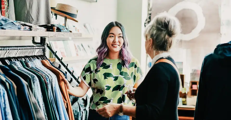 Woman in clothing shop