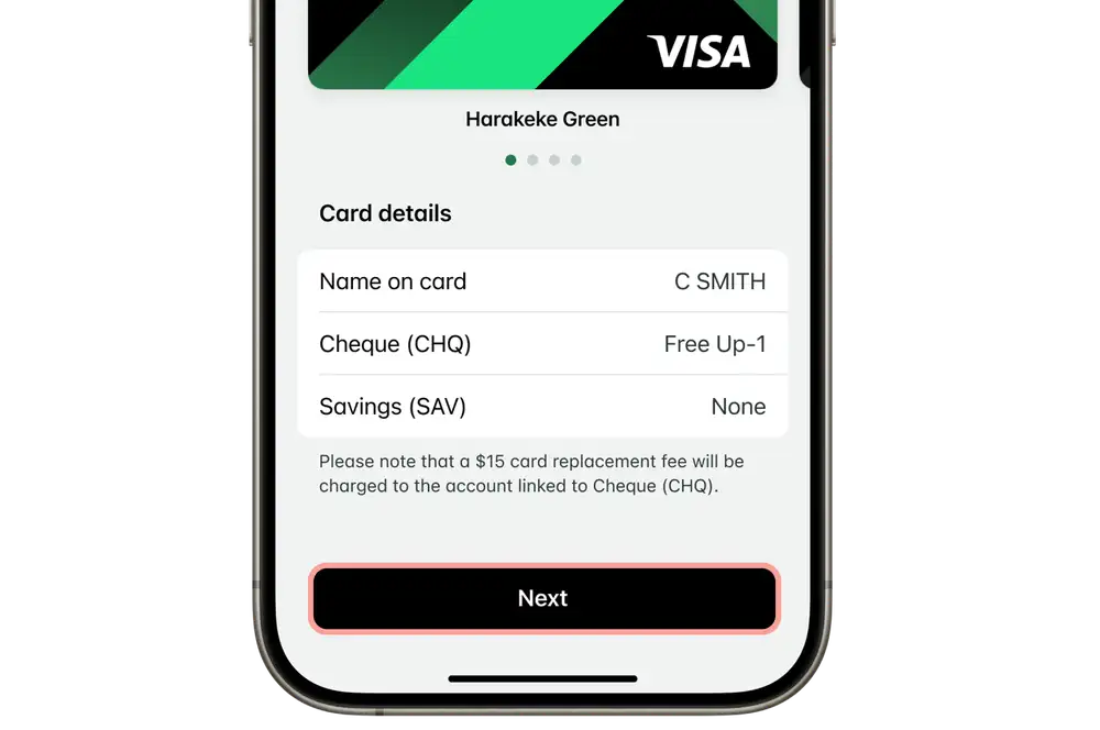 Replace card details