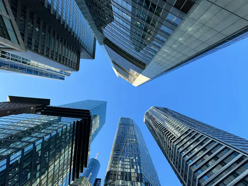Skyscrapers from the ground, looking up