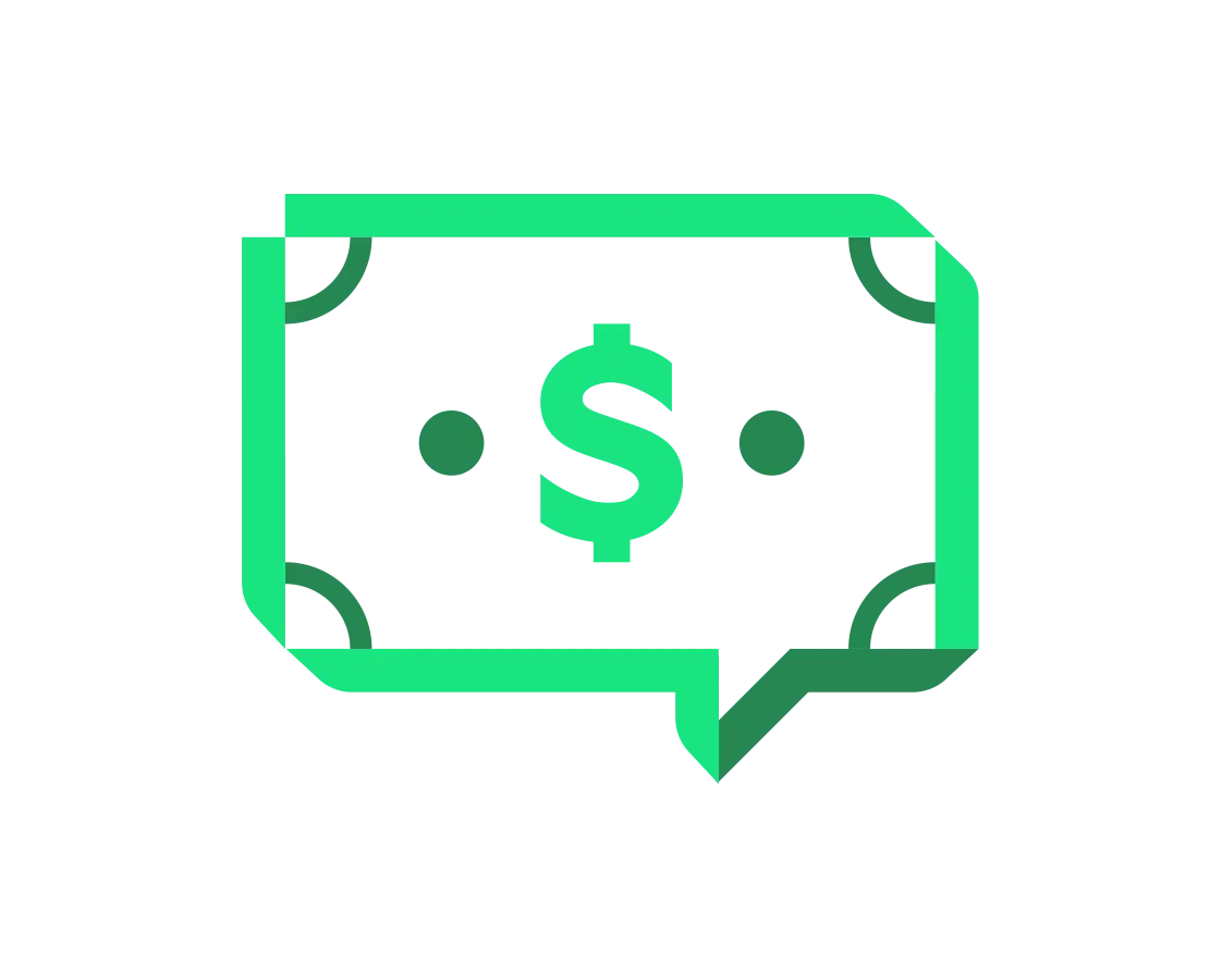 Speech bubble showing dollar symbol icon green