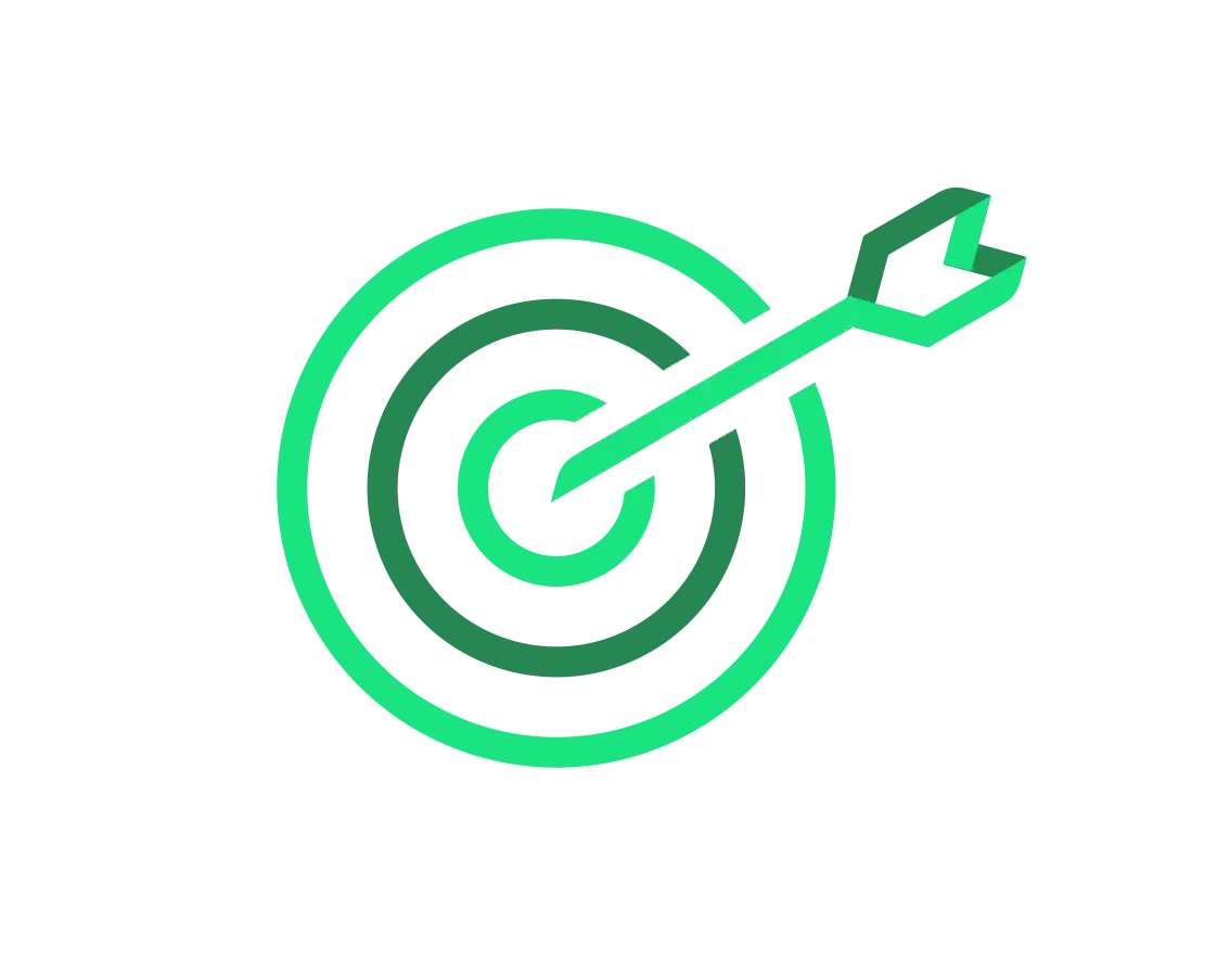 Target arrow hitting centre icon green