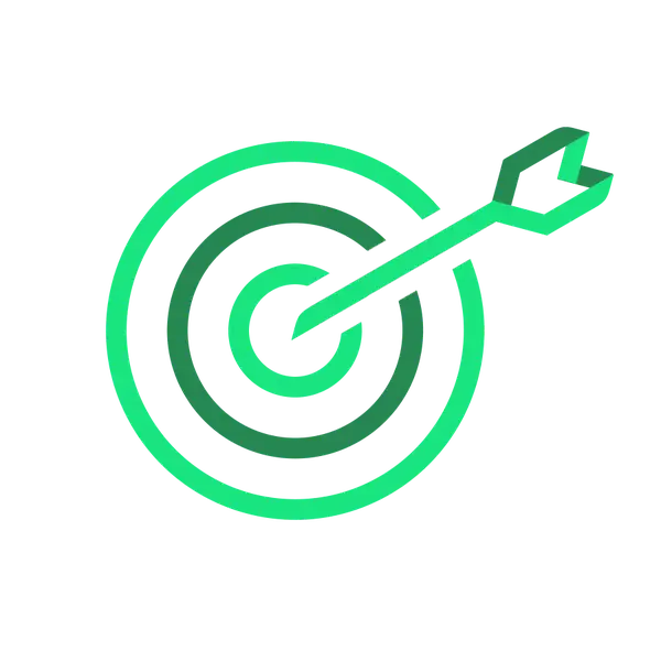 Target arrow hitting centre icon green