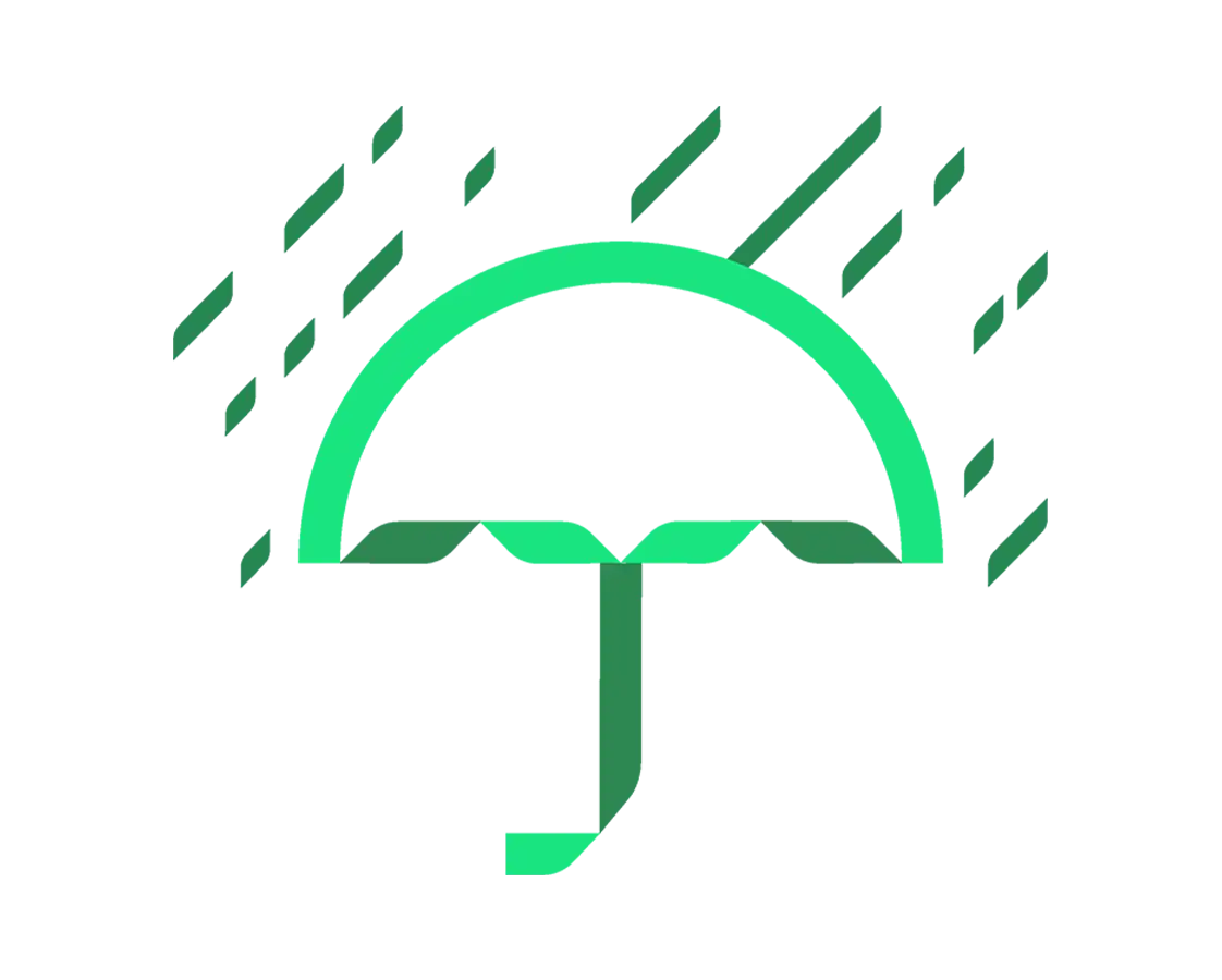 Umbrella with rain icon green