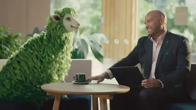 Buck the green sheep in bank branch