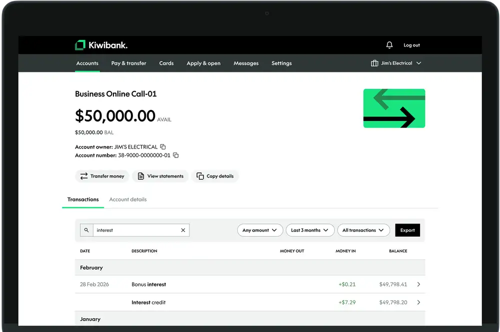 transactions keyword search