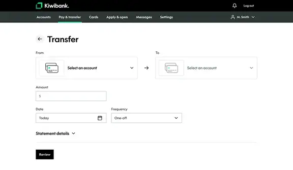 Transfer money between your accounts in internet banking