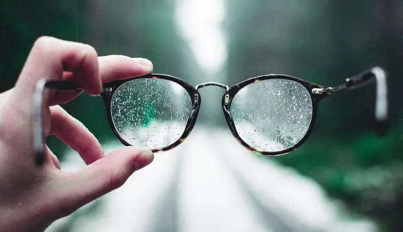 Glasses on a rainy day