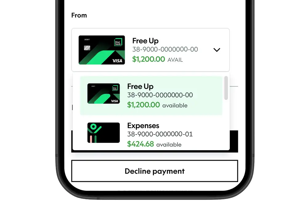 select account to make payment from