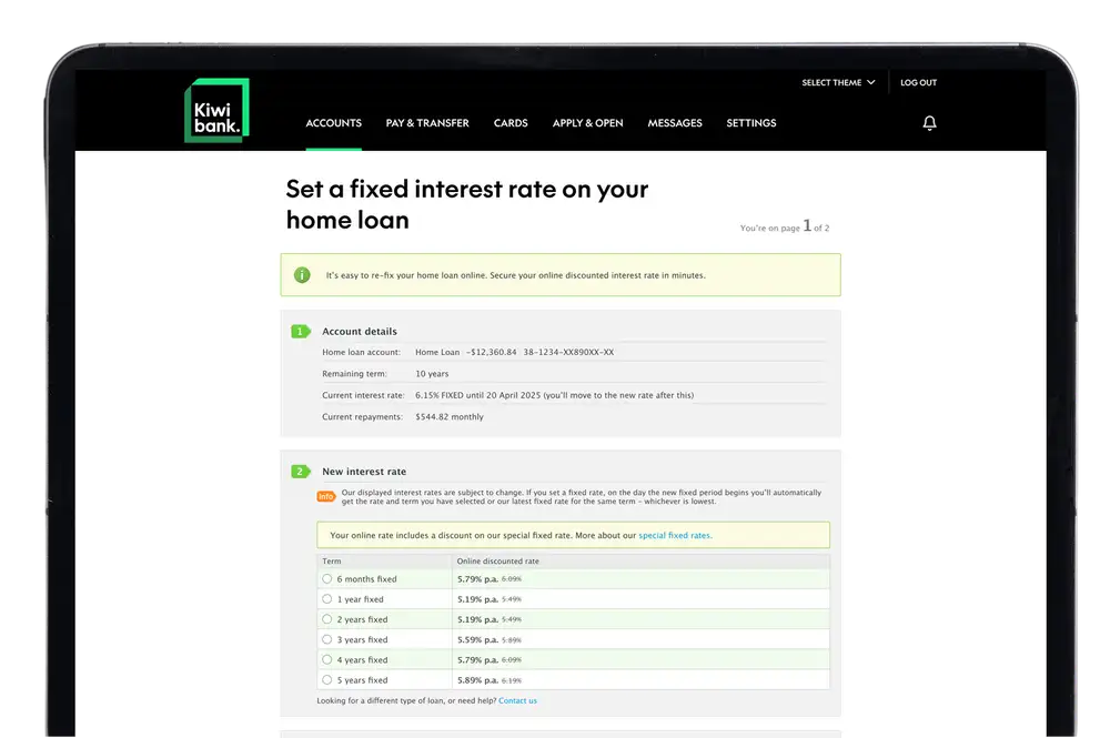 select rate in internet banking
