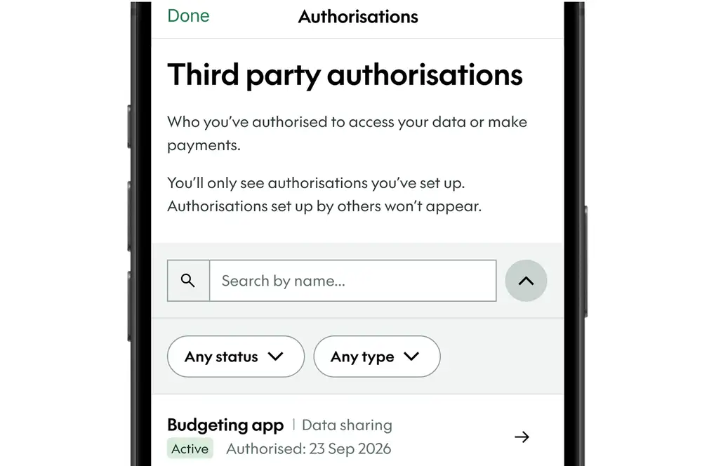 view your third party authorisations